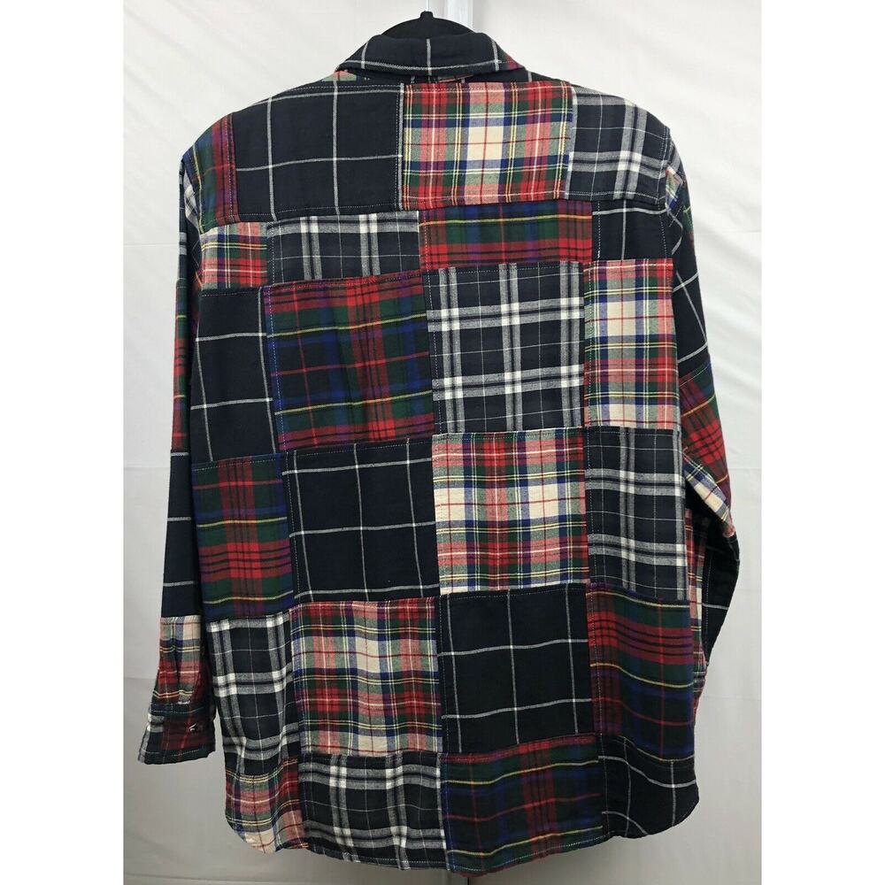 Topshop Shirt Women 4 Black Red Plaid 100% Cotton Button Up Shirt Long Sleeve - Picture 5 of 12